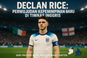 alt_text: Declan Rice memimpin Timnas Inggris, lambang era baru kepemimpinan.