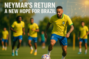 alt_text: Neymar ikut latihan, membawa harapan baru untuk kebangkitan tim sepak bola Brasil.